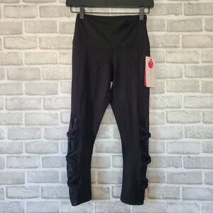 Yogalicious Black High West Leggings Cutout Size XS NEW $78